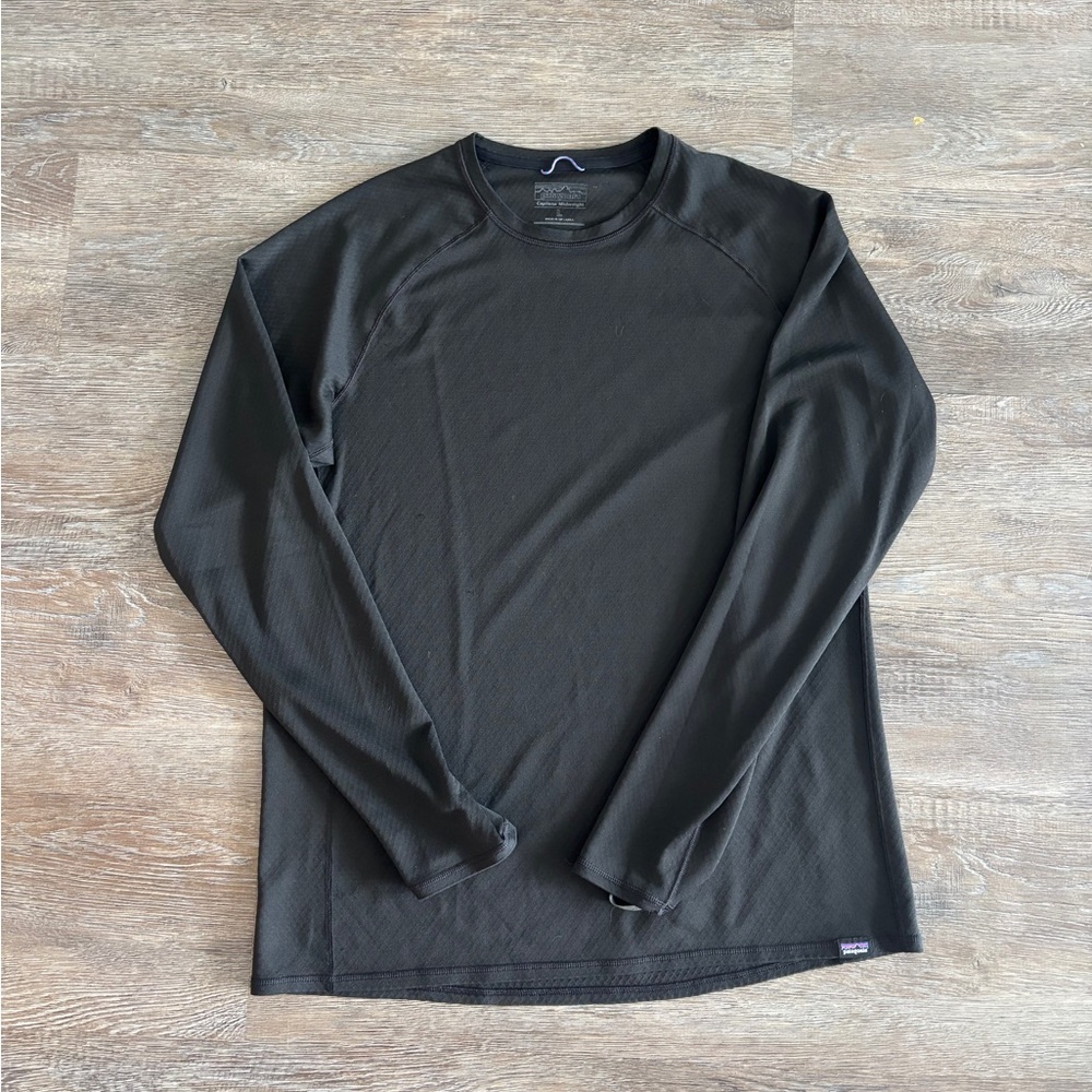 Patagonia Capeliene Black Baselayer Midweight Long Sleeve Shirt Men’s Large L